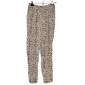 Beachgold Tan & Green Leopard Print Casual Pants Womens S Beachy Tapered Stretch